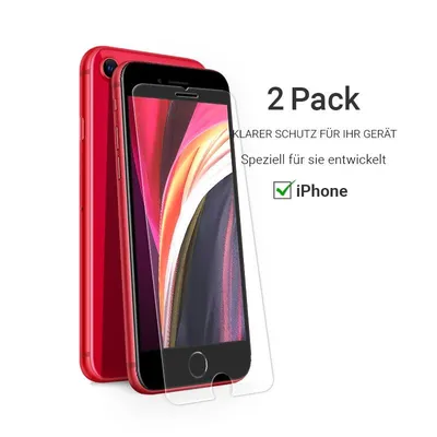 Produktbild von 2x Schutzglas Glasfolie für iPhone SE 2020 / SE 2022 Panzerfolie Displayschutz Echt Glas