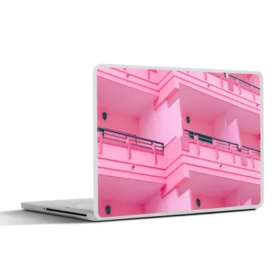 Produktbild von MuchoWow® Laptop Aufkleber Sticker Cover Balkon - Sommer - Rosa - Architektur 30x21 cm - Sticker für Laptop - Selbstklebend