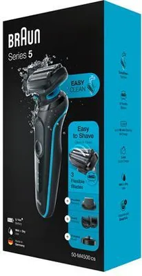 Immagine prodotto di Braun rasoio 50-M4500cs batteria ricaricabile, tempo di ricarica 1 h, ioni di litio, numero di testine/lame di rasatura 3, nero/menta, Wet & Dry