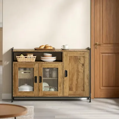 Produktbild von Sideboard Industrie-Stil, offenes Fach, für Wohnzimmer, als Küchen- & Aufbewahrungsschrank