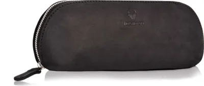 Produktbild von DONBOLSO Federmäppchen Valencia Federtasche Leder Federmäppchen Damen und Herren Federmappe Schlampermäppchen Uni Groß Schwarz