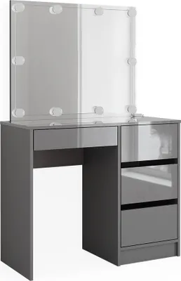 Produktbild von Schminktisch Vicco Sherry Grau 90 cm mit LED Beleuchtung und Hocker, Model 41284