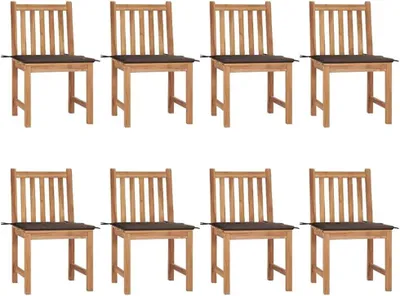 Produktbild von 8 Gartenstühle aus massivem Teakholz mit Kissen