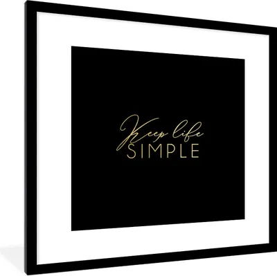 Produktbild von MuchoWow® Gerahmtes Poster Zitate - Leben - Gold - Schwarz 40x40 cm - Poster mit Schwarzem Bilderrahmen Wandposter Rahmen Foto Bilder - Poster - Plakat im Rahmen