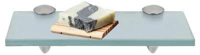 Produktbild von ISOISL Glasregal 30 x 10 cm mit Halterungen, Milchglas Wandregal als Badregal, Glasboden Ablage für Bad, Küche und Wohnzimmer