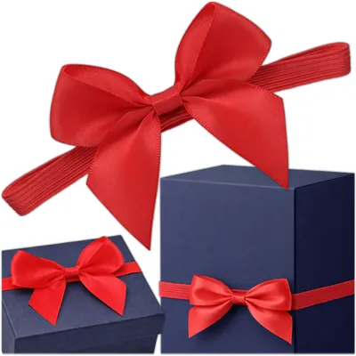 Immagine prodotto di KRUMAD Grande fiocco rosso con elastico, fiocco decorativo effetto raso per confezioni regalo, Natale ed eventi, 18-56 cm