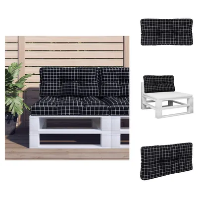 Immagine prodotto di vidaXL Cuscino da pallet nero a quadri 70x40x12 cm in tessuto - Cuscino da seduta