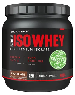 Produktbild von Body Attack 1755-24, Pulver, Molkenprotein isoliert, Schokolade, L-Alanin, L-Arginin, L-Asparaginsäure, L-Cystein, L-Glutaminsäure, L-Glutamin, L-Glycin,..., 35,7 g, 253 kcal