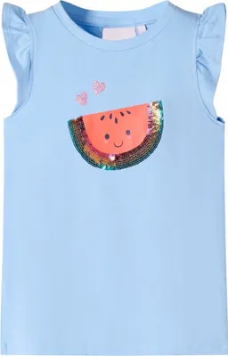 Produktbild von Kinder-T-Shirt mit Rüschenärmeln Hellblau 140 10633