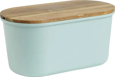 Produktbild von Echtwerk EW-BK-0195 Brotbox "Fresh" Brotkasten, Akazienholz/Melamin, türkisblau, 37 x 17 x 22 cm