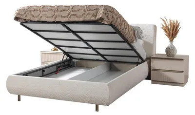 Image de Lit, 2 tables de chevet, chambre à coucher, style moderne, couleur blanche, neuf, pratique