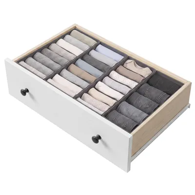 Produktbild von Aufbewahrungsbox Schubladen Organizer aus Vliesstoff Faltbare Aufbewahrungsboxen 4er-Set 3 x 15 x 41 x 11 cm / 1 x 17,5 x 41 x 11 cm für HEMNES 160 cm