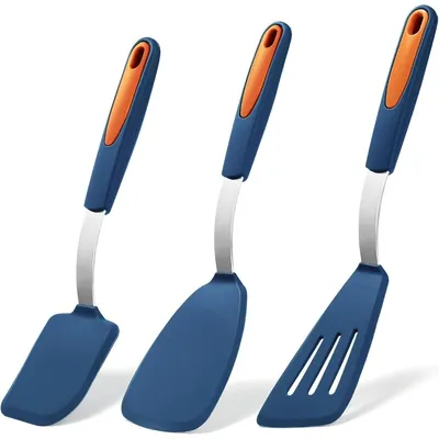 Produktbild von Silikonspatel-Set 3 Stück Hitzebeständig Flexibel Antihaft Marineblau
