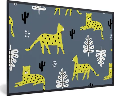 Produktbild von MuchoWow® MuchoWow® Gerahmtes Poster Leopard - Blatt - Muster 60x40 cm - Poster mit zchwarzem Bilderrahmen - Printing - Wanddeko Schlafzimmer