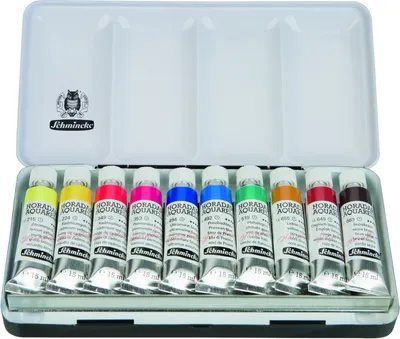 Produktbild von Schmincke Horadam Aquarell Malkasten Metallkasten 10 x 15 ml Tuben 74 510 097