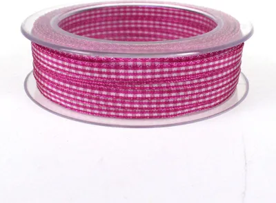 Produktbild von Dekoband Karo kariert 6 mm – 25 m Geschenkband, Antennenband, Schleifenband für Hochzeit & Basteln pink