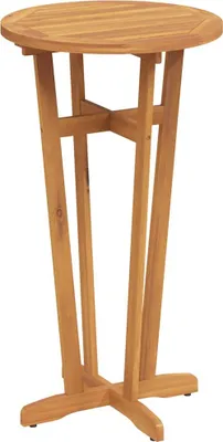 A wooden bar table on a white background.