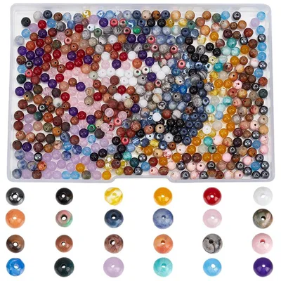 600 Stück Natursteinkugeln, 4 mm, bunt, für DIY-Schmuck