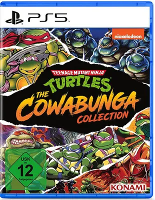 The cover art for the Teenage Mutant Ninja Turtles: The Cowabunga Collection video game for PS5.