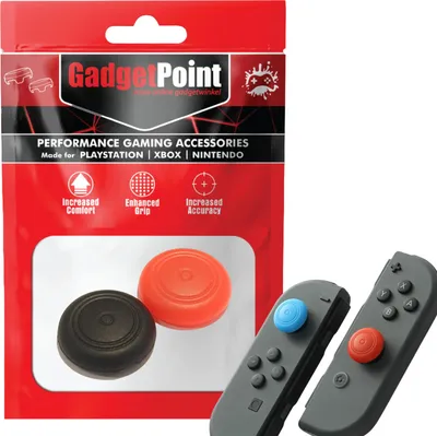 Produktbild von Thumbgrips - Thumb Grips voor Nintendo Switch Joy-Con Controllers - Gaming Thumbgrips - Performance Anti-Slip Thumbsticks - Bescherming Accessoires - Thumbgrips Zwart/Rood -