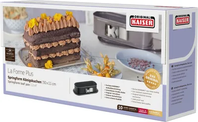 Zdjęcie produktu dla Kaiser 2300638126, Forma do ciasta z klamrą, Prostokątny, Stal, 1,85 l, Czarny, Niemcy