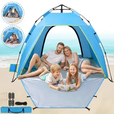 Produktbild von Strandmuschel Automatik Pop up Beach Tent Sonnenschutz 2-3 Personen Wurfzelt