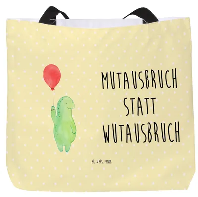 Produktbild von Mr. & Mrs. Panda Shopper Schildkröte Luftballon - Gelb Pastell - Geschenk, Schildkröten, Strandtasche, Motivationsspruch, Reisetasche, Tasche, Tote Bag, Laptoptasche