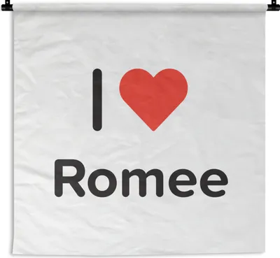 Produktbild von MuchoWow® Wandteppich Wandbehang Ich liebe - Romee - Mädchen 150x150 cm Tapisserie Dekoration Wandtuch - Wohnaccessoires - Modernes