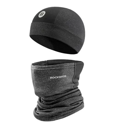 Immagine prodotto di ROCKBROS berretto invernale da bici E set di sciarpe multifunzionali - casco sotto il berretto e sciarpa a tubo sciarpa passamontagna set di 2 grigio