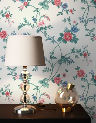 Produktbild von NEWROOM Tapete Weiß Vliestapete Blumen - Blumentapete Landhaus Blau Rot Blüten Wiese  Romantisch