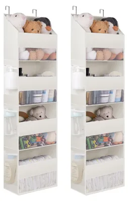 Produktbild von Tür-Organizer mit 4 Fächern, 2er-Set, beige, Türhänger, Hängeregal für Schlafzimmer