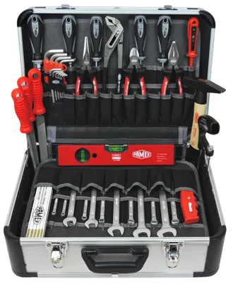 Produktbild von FAMEX 429-88 Alu Werkzeugkoffer bestückt mit Werkzeug Set - PROFFESIONAL