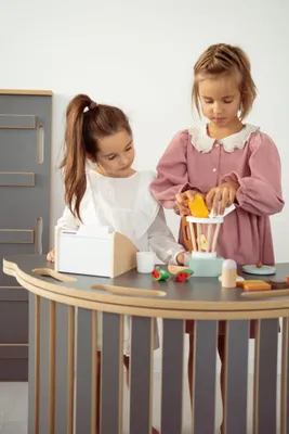 Produktbild von 3in1 große Montessori Wippe + Tischplatte + große LEITER Rutsche - grau