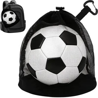 Imagen del producto de Mochila de malla para transportar pelotas, con capacidad para 1 pelota, con cierre de cordón, ideal para baloncesto, fútbol, tenis y voleibol