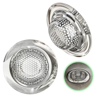 Produktbild von Edelstahl Abflusssieb ∅ 7 cm, rostfreies Haarsieb, 2er-Set, feinmaschiges Abflusssieb für Dusche, Spülbecken, Küche und Badewanne