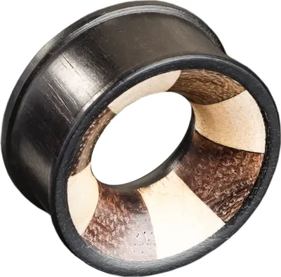 Produktbild von viva-adorno 1 Stück 22mm Flesh Tunnel Plug aus Holz Inlay mehrfarbig gestreift Ohr Piercing 6 - 25mm Z13, Design A