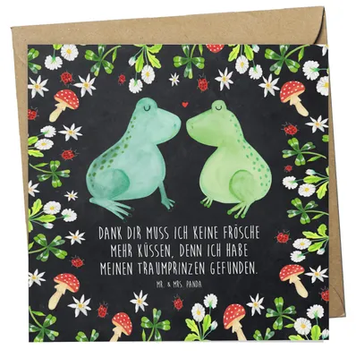 Produktbild von Mr. & Mrs. Panda Grußkarte Frosch Liebe - Kreidetafel - Geschenk, Klappkarte, doppelkarte, Partner, Glückwunschkarte, anlasskarte, Freundin, Frösche, faltkarte