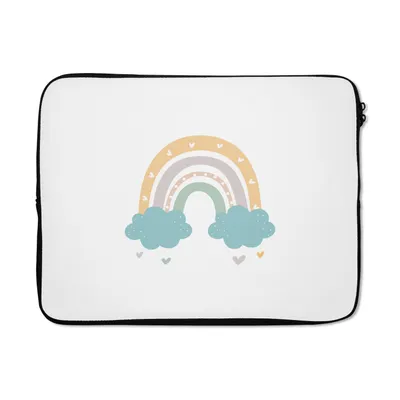 Produktbild von MuchoWow® Laptop Hülle 17 Zoll Laptoptasche Regenbogen - Herzen - Wolken - Punkte - Pastell - Kinder - Zipper - Schutzabdeckung