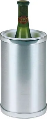 Produktbild von Flaschenkühler aus Polypropylen in Metalloptik isolierter Einsatz für 0,5 bis 1,5 Liter Flaschen ØxH: 12,5 x 22 cm