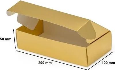 Zdjęcie produktu dla Pudełko Laminowane Ozdobne Na Prezent 200x100x50mm Złote F427