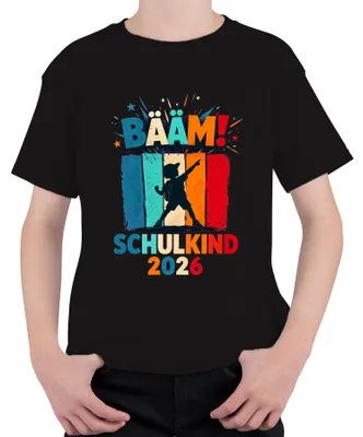 Productafbeelding van Schooltas voor basisschoolleerlingen, model 2026. Geschikt voor jongens. Schooltas voor de eerste klas. Met afbeelding van een kind. Kinder T-shirt, zwart, maat 140