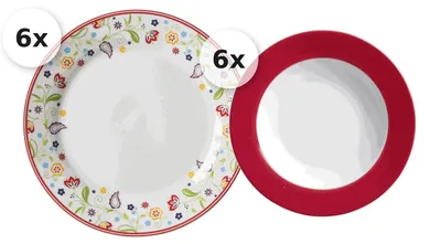Produktbild von Tafelservice 12 tlg. Doppio Shanti rot