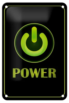 Produktbild von Blechschild Hinweis 18x12cm Power Taste Wanddeko