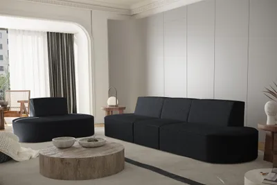 Produktbild von Sofaset Designersofa Set 3-1 MILOT in Stoff Ascot Bukla Schwarz
