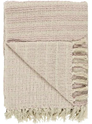 Produktbild von IB Laursen Plaid Hellrosa Creme Streifen Muster 130x160 Wolldecke Baumwolle