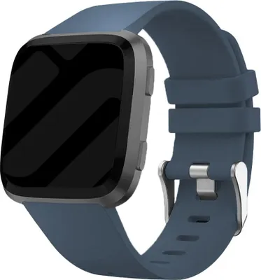 Produktbild von Silikon-Smartwatch-Armband – Passend für Fitbit Versa / Versa 2 – Grau-Blau – Strap-it Uhrenarmband – Größe: S