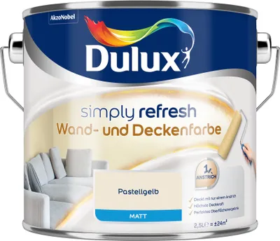 Produktbild von Dulux Simply Refresh Wand und Deckenfarbe - Pastellgelb - 2,5 l - Erfrischende, langlebige Innenfarbe für ein schönes Zuhause