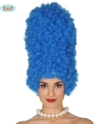 Productafbeelding van Lange, blauwe Afro-pruik voor dames