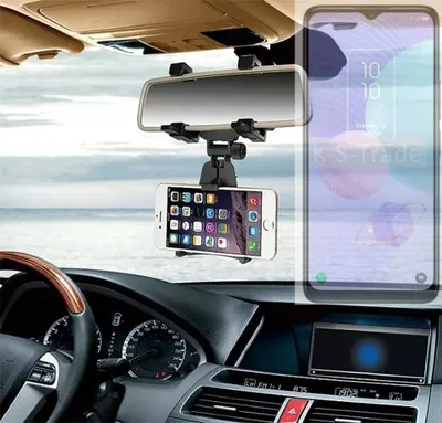 Produktbild von K-S-Trade Smartphone Halterung kompatibel mit TCL 405 Rückspiegel Halterung schwarz Auto Halterung KFZ Halter