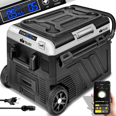 Produktbild von tillvex® Kompressor Kühlbox elektrisch 51 Liter / Grau | Elektrische Gefrierbox mit APP-Steuerung USB-Anschluss 12/24 V 230V | Kühlschrank bis -20 °C